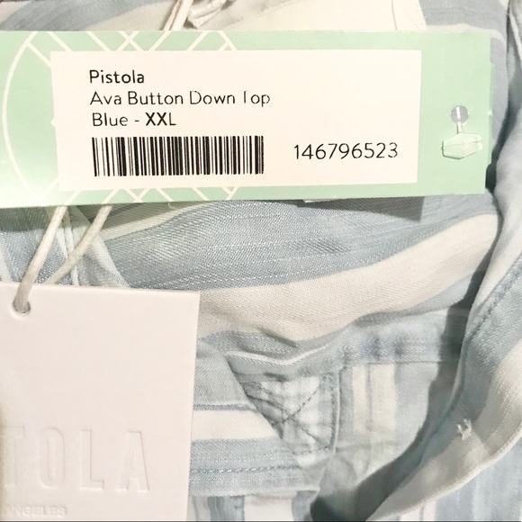 🎊HOST PICK🎊 PISTOLA’s💙Ava Striped Button Down Hi-Low👚XXLG - Picture 15 of 16